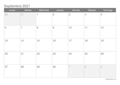 Encuentre aquí el calendario mensual para el calendario septiembre 2020, este incluye los numerous de semana. Calendario septiembre 2021 para imprimir - iCalendario.net