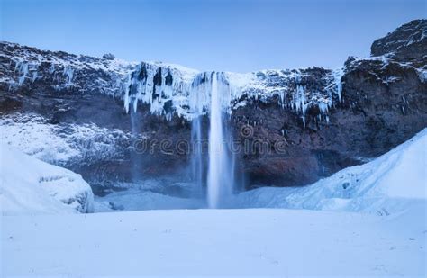 Seljalandsfoss Waterfall Iceland Icelandic Winter Landscape High