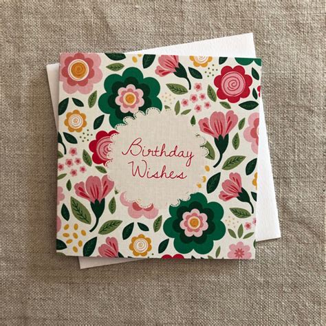 Petit Floral Birthday Wishes Card Pink Paddock Store