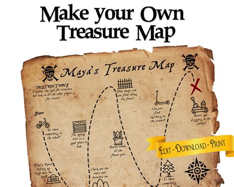Diy Treasure Map Printable Templates You Can Edit And Etsy Canada