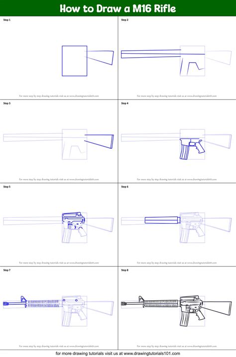 How To Draw A M16 Step By Step Btslineartdrawingsimpleblack