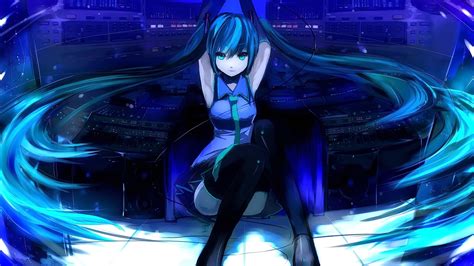 1049401 Landscape Illustration Long Hair Anime Anime Girls Blue