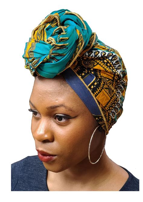 Dupsies Turquoise African Print Ankara Head Wrap Tie Scarf One
