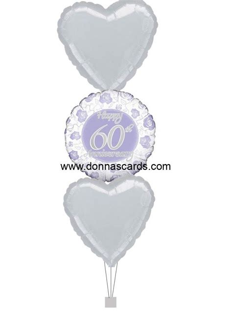 Happy Diamond 60th Anniversary Foil Balloon Set — Donnas Cards And Party
