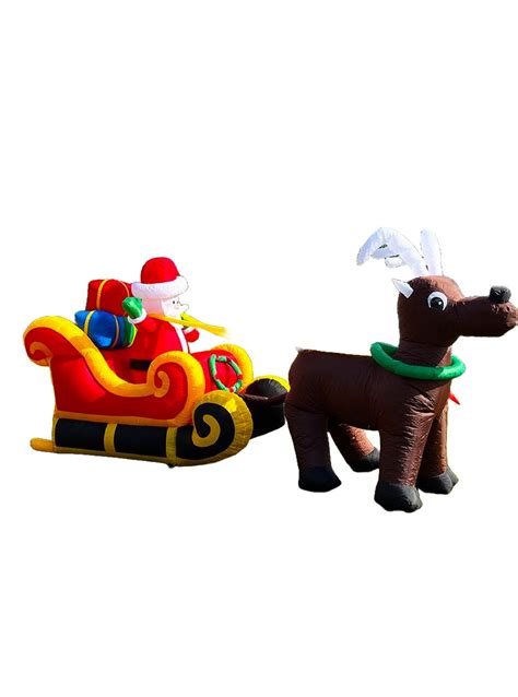 3 4m Santa Sleigh And Reindeer Inflatable