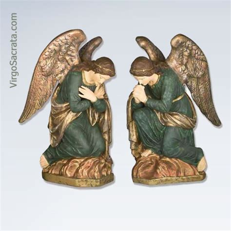 Pair Of Kneeling Adoration Angels Altar Statues 38 ⋆ Virgo Sacrata