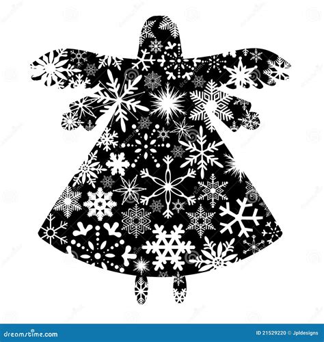 Christmas Angel Silhouette With Snowflakes Design Stock Photo Image