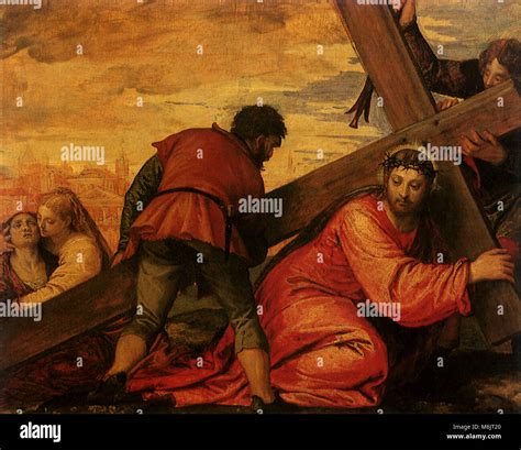 Jesus Falls Under The Weight Of The Cross Veronese And Studio 1560