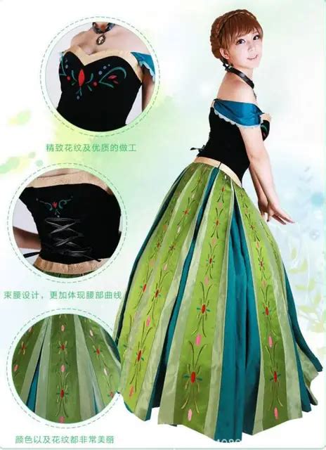 Snow Queen Anna Dress Adult Halloween Princess Anna Coronation Costume