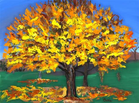 Golden Maple Tree 2016 Oil Painting By Christina M Plichta Painting