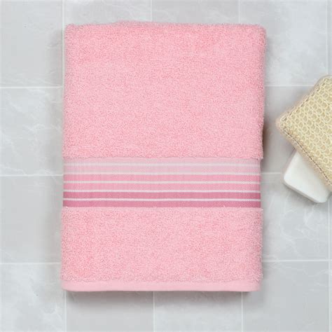 Mainstays Basic Bath Collection Single Bath Towel Pink Ombre Stripe