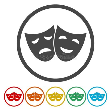 Icono Del Teatro Con Las Máscaras Felices Y Tristes Ilustración Del