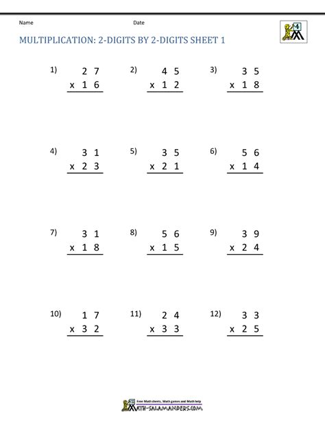 Multiplication Sheet 4th Grade 4th Grade Math Worksheets Best