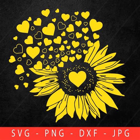 Sunflower Heart SVG Flower Svg Sunflower Svg Valentine Svg - Etsy