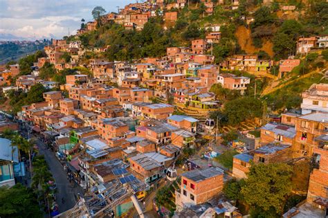 Aerial View Of Houses On A Mountain In The City Of Medellin Antioquia