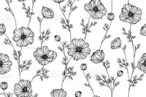 Adobe illustrator cc 2017 more processes will be coming soon. Seamless Cosmos Flower Pattern Background Black And White ...