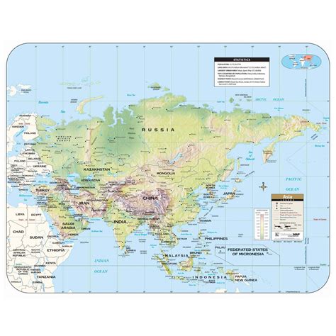 Asia Large Shaded Relief Wall Map Shop Classroom Maps