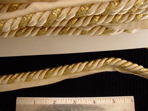 Ivory Gold Metallic Twisted Cord Trim With Lip