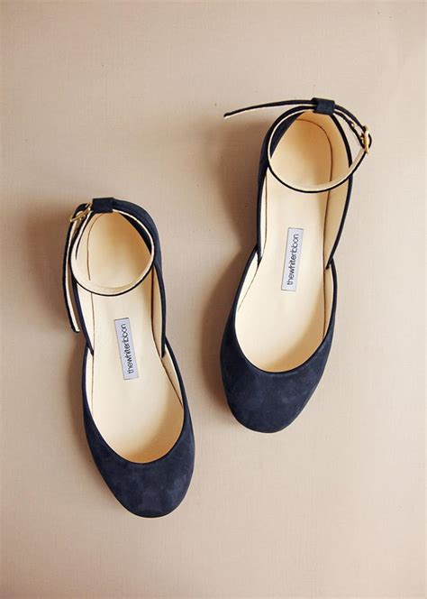 The Navy Blue Wedding Ballet Flats Bridal Shoes With Satin Ribbons