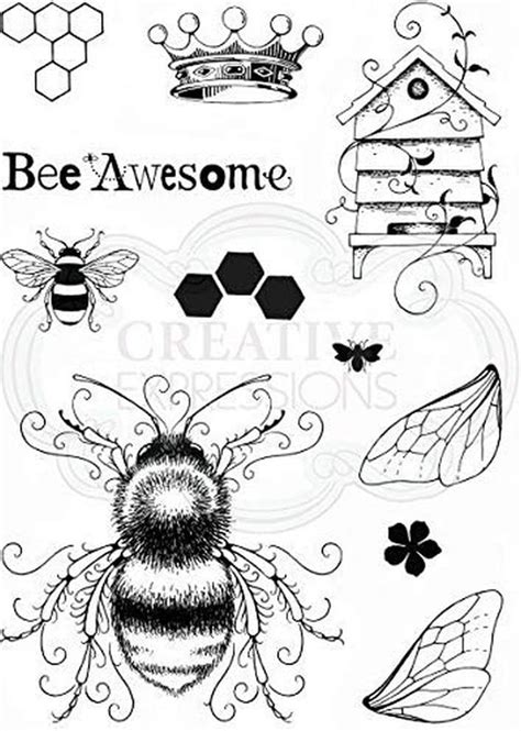 Pink Ink Designs A5 Clear Stamp Set Bee Utiful Uk Toys And Games