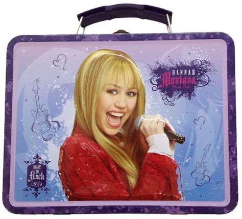 Hannah Montana Square Tin Stationery Small Lunchbox Lunch Box Purple
