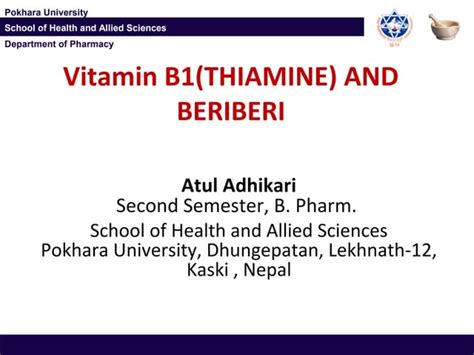 Vitamin B1 Deficiency And Beriberi Disease Ppt