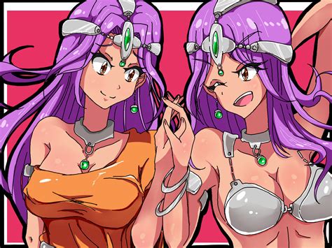 Wallpaper Anime Girls Dragon Quest Manya Minea Dragon Quest Iv Twins Long Hair Purple