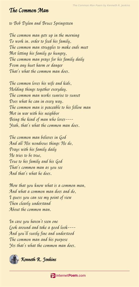 The Common Man Poem By Kenneth R Jenkins