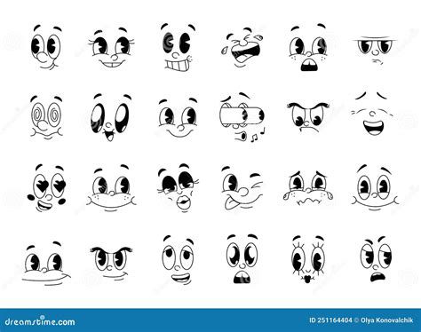 Retro Cartoon And Comics Characters Funny Faces Vector Set 30s 50s