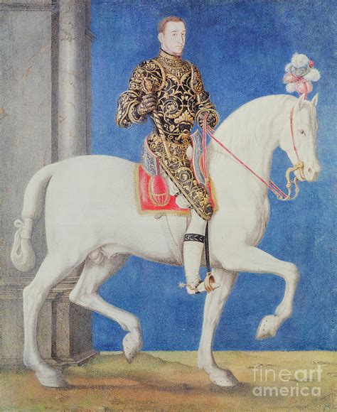 Equestrian Portrait Presumed To Be Dauphin Henri II Painting By