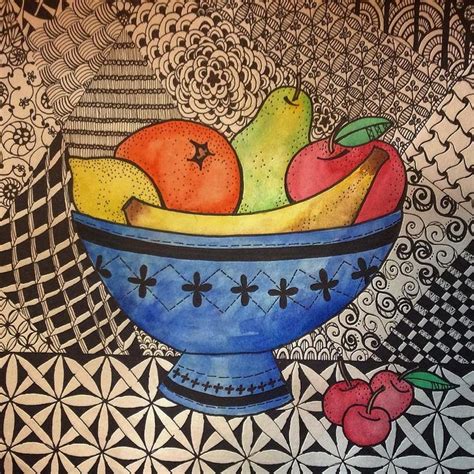 Zentangle Fruit Bowl Temel Sanat Görsel Sanatlar Natürmort
