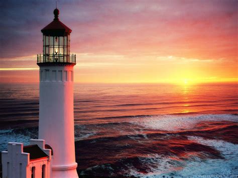 Beautiful Lighthouses At Sunset