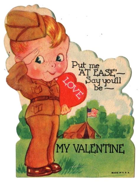 Wwii Army Soldier Says Put Me At Ease Vintage 1944 Military Valentine Card Military
