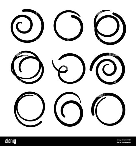 Circle Shapes Doodles Collection Black Line Sketches Vector