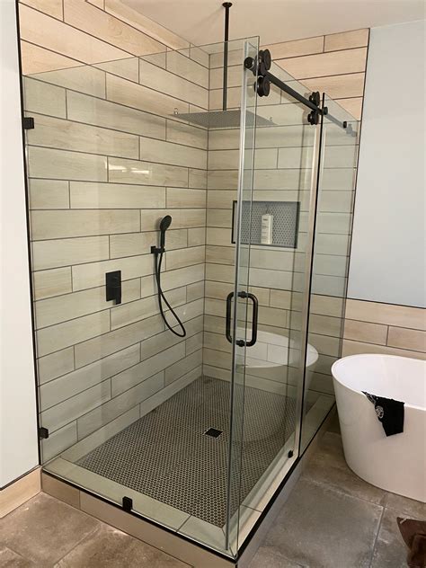 Barndoor Shower Enclosure Lejeune Shower Glass Llc