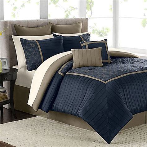 Just make sure to check all of the pictures on this post to get everything well planned for your own. Mira 12-Piece Comforter Set in Navy | Brown master bedroom ...