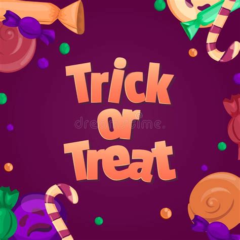 Trick Or Treat Halloween Banner Colorful Sweets And Candies Icons