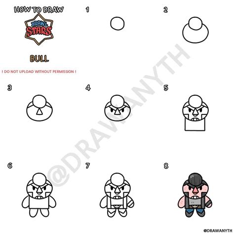 The game has many characters with unique abilities and their own characteristics. How to draw BULL : Brawlstars