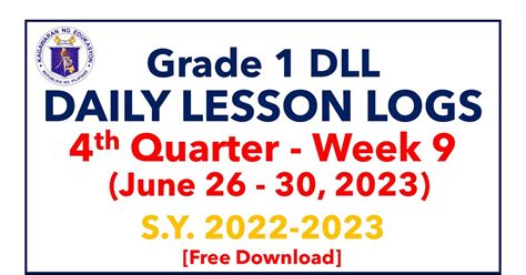 GRADE 1 DAILY LESSON LOGS 4TH QUARTER WEEK 9 JUNE 26 30 2023 S Y