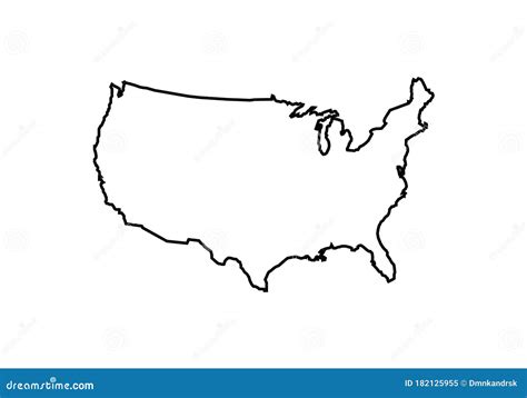 Usa Outline Map National Borders Country Shape Stock Vector