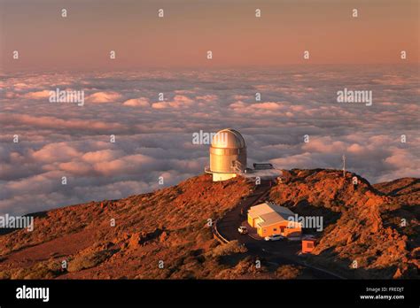 Observatory Of The Roque De Los Muchachos At Sunset Parque Nacional De