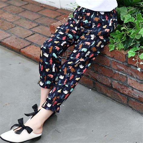 Girls Pant 2018 New Summer Flower Print Casual Pants For Girl Casual