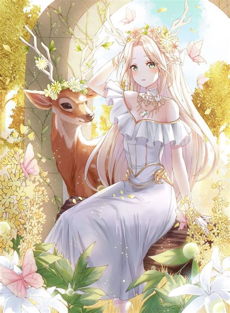 Elf And Deer Anime Waifu Manga Anime Girl Anime Angel Girl Anime Elf