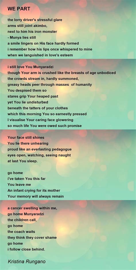 We Part We Part Poem By Kristina Rungano