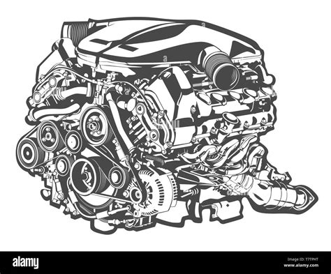 Vector High Detailed Illustration Of Car Engine Stock Vector Image