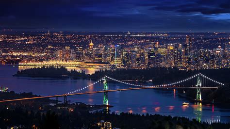 Vancouver Downtown Night Cityscape 4k Wallpapers Hd Wallpapers Id