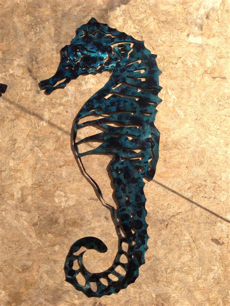 Teal Metal Seahorse Wall Art — Smfx Metal Art