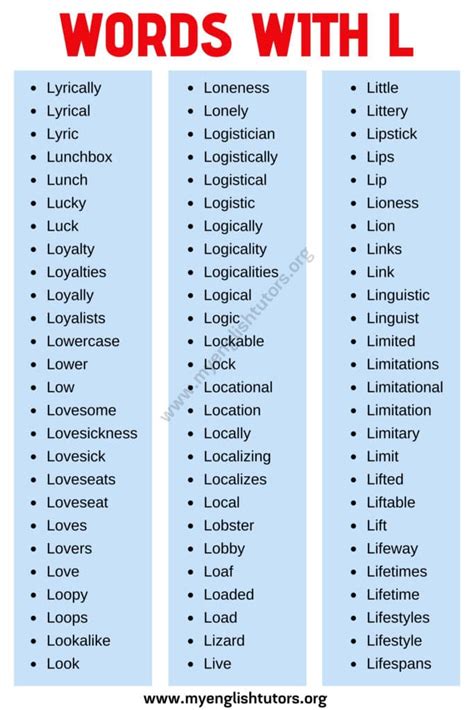 Words That Start With L List Of 180 L Words With Useful Examples My