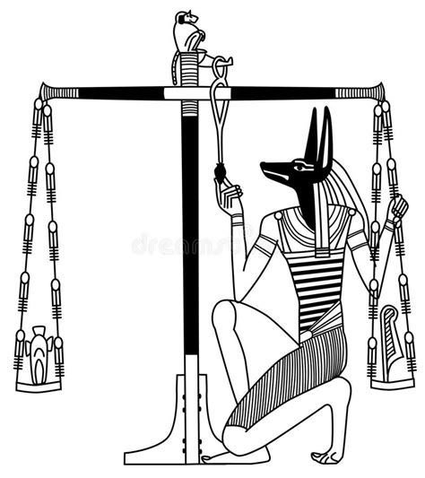 An Ancient Egyptian Mural Anubis` Judgment Stock Vector Illustration