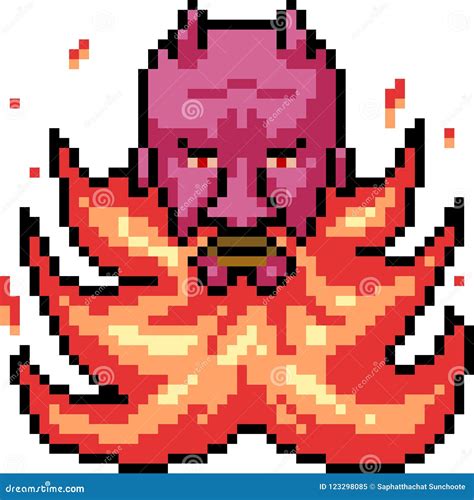 Pixel Art Demon With Wings Astaroth In Fire Emblem Style Royalty Free
